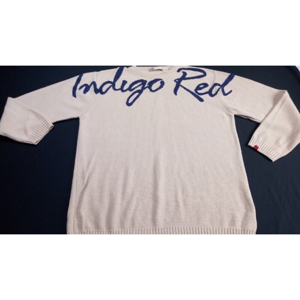 INDIGO RED Lux Industrial Linen Knit Sweater Shirt MEN XL Embroidered logo